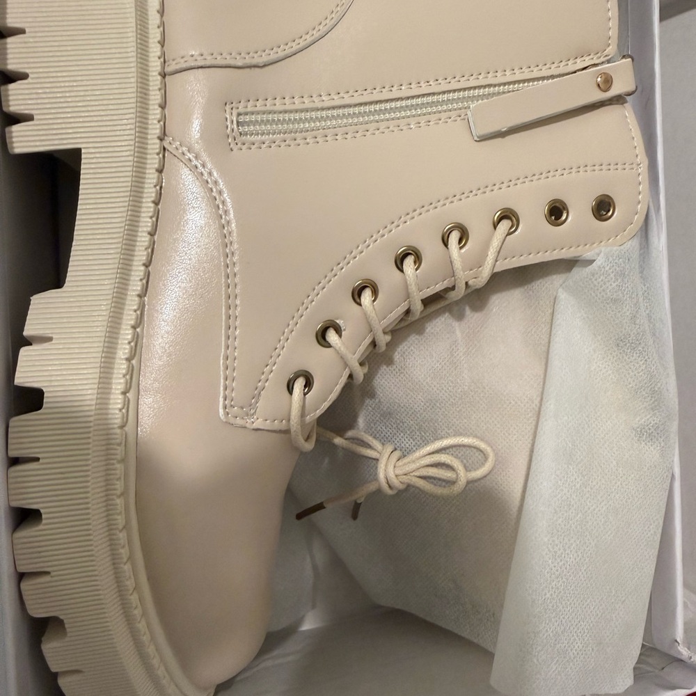 Elegant Cream Combat Boots